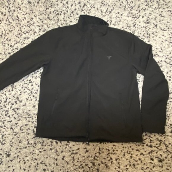 Tesla Men's Black Soft Shell Jacket Logo Full Zip Large Employee Windbreaker - Picture 1 of 15